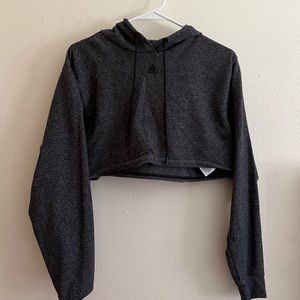 Adidas dark grey cropped sweatshirt